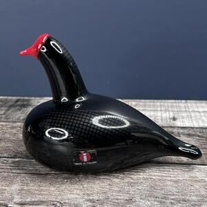 Rare Oiva Toikka Iittala BALD COOT Bird Glass Design Birds collection Duck Black